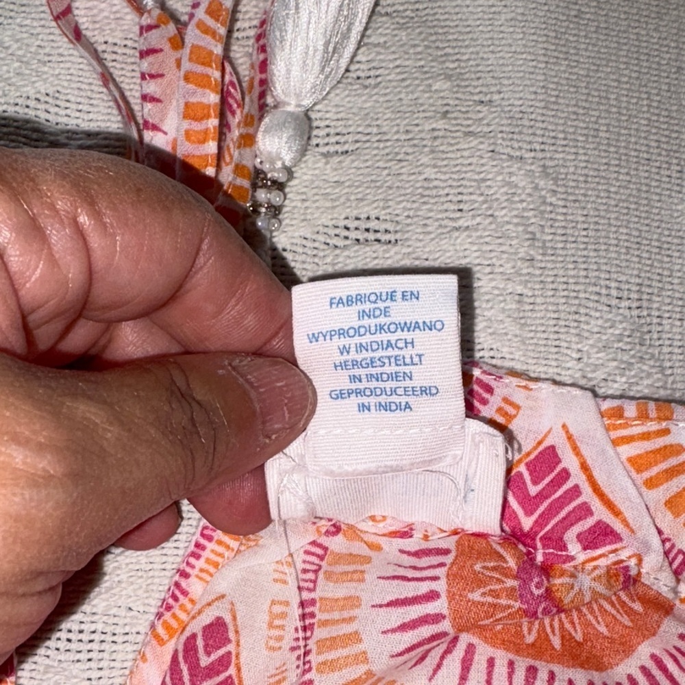 Gently Loved Pink and Orange Patterned Sleeveless Top By Sigrid Olsen - Picture 7 of 9